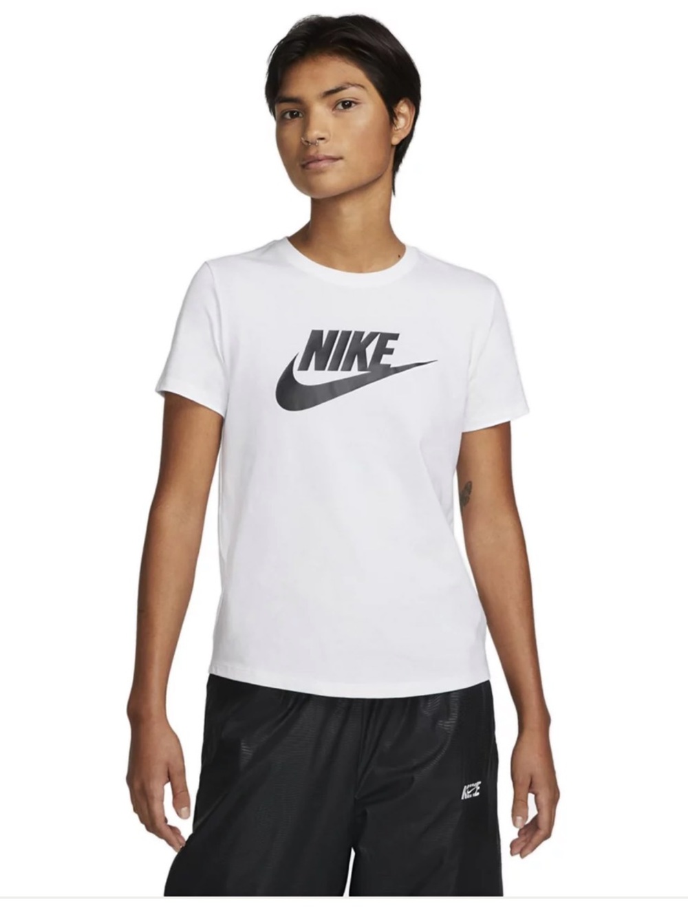 Nike White Tee with Black Swoosh Logo